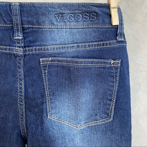 Vigoss The Jagger Stretch Demin Rhinestone Dark Blue Jeans Girls Size 14 - Picture 11 of 12